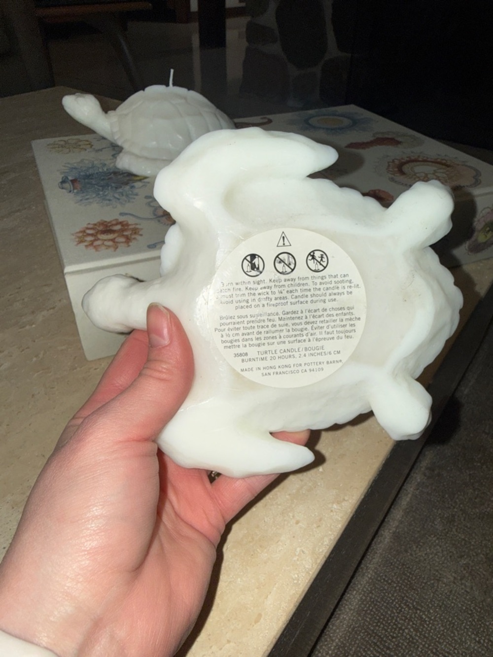 Two white pottery barn turtle decorative candles - Picture 5 of 5
